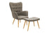 POLTRON  with footrest-cushion  velvet beige-natural 68x72x98cm/ /CODE PAK029-000155