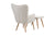 POLTRON  with footrest-cushion  velvet grey-natural 68x72x98cm/ /CODE PAK029-000157