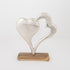 DEKOR, HEARTS ON A WOODEN  BASE, WOOD-ALUMINIUM, SILVER-NATURAL, 22x5x27cm / CODE       752-28556