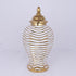 VAZO  CERAMIC - ΜΕΤΑL WHITE - GOLD 21.2x21.2x42.2cm/ CODE 752-20352