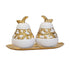 DEKORACION S/2 PEAR CERAMIC WHITE-GOLD 23x9.5x14cm /CODE 819-01508