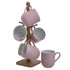 SET FILXHAN CAJI S/6 PORCELAIN MUG SET W/STAND PINK 220CC 17X17X38 / CODE 3-60-931-0178