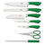 SET THIKASH 8 pcs knife set with stand, green metallic, SS, Infinity Line/CODE BH/2268